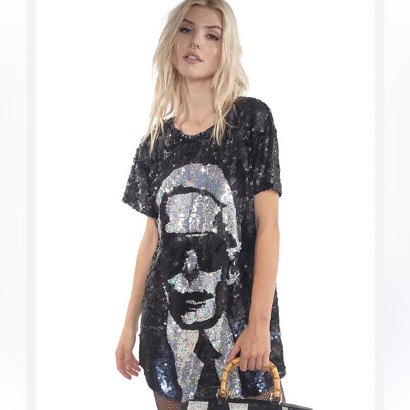 House of Mua Mua Karletto Sequin Maxi Tee Dress - Picture 3 of 9